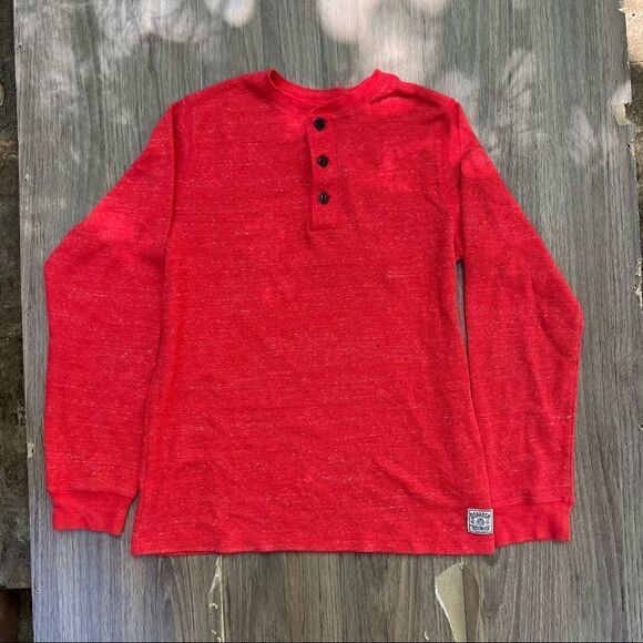 OSHKOSH HENLEY LONG SLEEVE 3 BUTTON THERMAL SHIRT HEATHER RED XL 14 - Picture 7 of 8